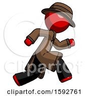 Poster, Art Print Of Red Detective Man Running Fast Right