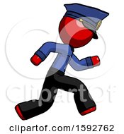 Poster, Art Print Of Red Police Man Running Fast Right