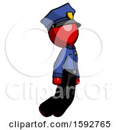 Poster, Art Print Of Red Police Man Floating Through Air Right