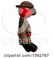 Poster, Art Print Of Red Detective Man Floating Through Air Left