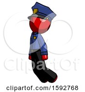 Poster, Art Print Of Red Police Man Floating Through Air Left