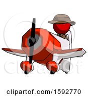 Red Detective Man Flying In Geebee Stunt Plane Viewed From Below
