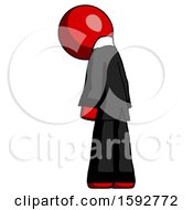 Poster, Art Print Of Red Clergy Man Depressed With Head Down Back To Viewer Left