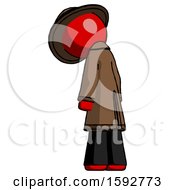 Poster, Art Print Of Red Detective Man Depressed With Head Down Back To Viewer Left