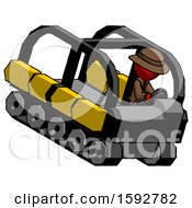 Poster, Art Print Of Red Detective Man Driving Amphibious Tracked Vehicle Top Angle View