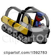 Poster, Art Print Of Red Police Man Driving Amphibious Tracked Vehicle Top Angle View