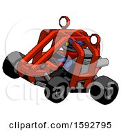 Poster, Art Print Of Red Police Man Riding Sports Buggy Side Top Angle View