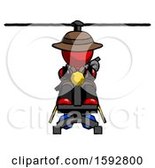 Poster, Art Print Of Red Detective Man Flying In Gyrocopter Front View