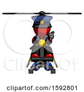 Poster, Art Print Of Red Police Man Flying In Gyrocopter Front View