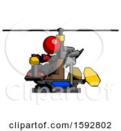 Poster, Art Print Of Red Clergy Man Flying In Gyrocopter Front Side Angle View
