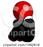 Poster, Art Print Of Red Clergy Man Sitting With Head Down Back View Facing Left