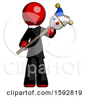 Red Clergy Man Holding Jester Diagonally