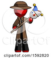 Poster, Art Print Of Red Detective Man Holding Jester Diagonally