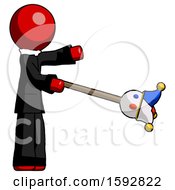 Red Clergy Man Holding Jesterstaff I Dub Thee Foolish Concept