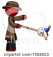 Poster, Art Print Of Red Detective Man Holding Jesterstaff - I Dub Thee Foolish Concept