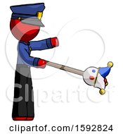 Red Police Man Holding Jesterstaff I Dub Thee Foolish Concept