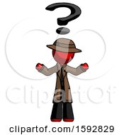 Red Detective Man With Question Mark Above Head Confused