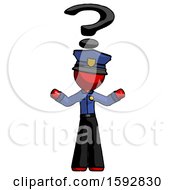 Poster, Art Print Of Red Police Man With Question Mark Above Head Confused