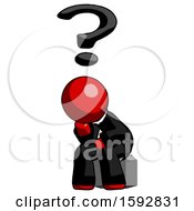 Poster, Art Print Of Red Clergy Man Thinker Question Mark Concept