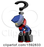 Poster, Art Print Of Red Police Man Thinker Question Mark Concept