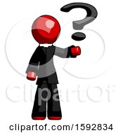 Poster, Art Print Of Red Clergy Man Holding Question Mark To Right