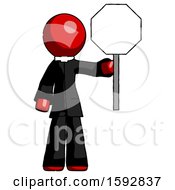 Poster, Art Print Of Red Clergy Man Holding Stop Sign
