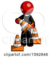 Poster, Art Print Of Red Clergy Man Holding A Traffic Cone