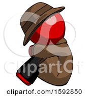 Poster, Art Print Of Red Detective Man Sitting With Head Down Facing Sideways Left