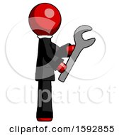 Poster, Art Print Of Red Clergy Man Using Wrench Adjusting Something To Right