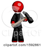 Poster, Art Print Of Red Clergy Man Holding Hammer Ready To Work