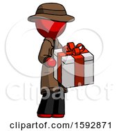 Poster, Art Print Of Red Detective Man Giving A Present