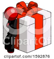 Poster, Art Print Of Red Clergy Man Leaning On Gift With Red Bow Angle View