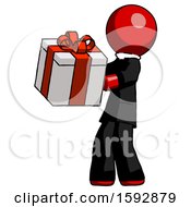 Poster, Art Print Of Red Clergy Man Presenting A Present With Large Red Bow On It