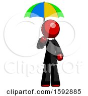 Poster, Art Print Of Red Clergy Man Holding Umbrella Rainbow Colored