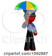 Poster, Art Print Of Red Police Man Holding Umbrella Rainbow Colored