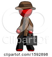 Poster, Art Print Of Red Detective Man Walking With Briefcase To The Left