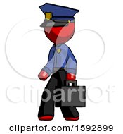 Poster, Art Print Of Red Police Man Walking With Briefcase To The Left