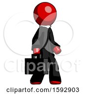 Poster, Art Print Of Red Clergy Man Walking With Briefcase To The Right