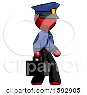 Poster, Art Print Of Red Police Man Walking With Briefcase To The Right
