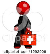 Poster, Art Print Of Red Clergy Man Walking With Medical Aid Briefcase To Left