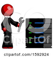 Poster, Art Print Of Red Clergy Man Server Administrator Doing Repairs