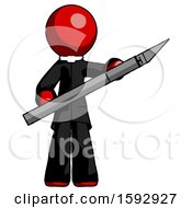 Poster, Art Print Of Red Clergy Man Holding Large Scalpel