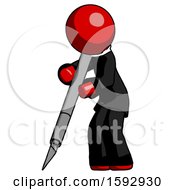 Poster, Art Print Of Red Clergy Man Cutting With Large Scalpel