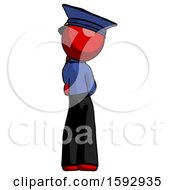 Poster, Art Print Of Red Police Man Thinking Wondering Or Pondering Rear View