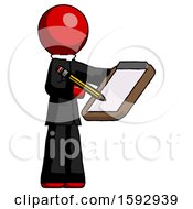 Poster, Art Print Of Red Clergy Man Using Clipboard And Pencil