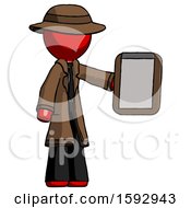 Poster, Art Print Of Red Detective Man Showing Clipboard To Viewer