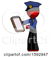 Poster, Art Print Of Red Police Man Reviewing Stuff On Clipboard