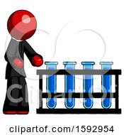 Poster, Art Print Of Red Clergy Man Using Test Tubes Or Vials On Rack