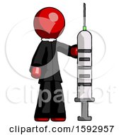 Poster, Art Print Of Red Clergy Man Holding Large Syringe