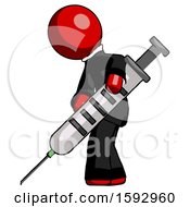 Poster, Art Print Of Red Clergy Man Using Syringe Giving Injection